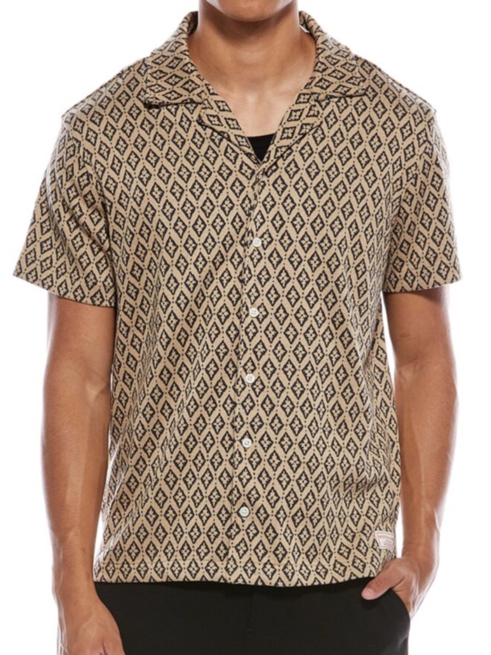 Scotch & Soda Diamond Jacquard Knit Camp Shirt button down shirt sleeve men’s XL